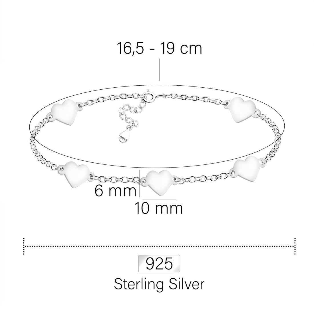 Herz Armband in 925 Silber