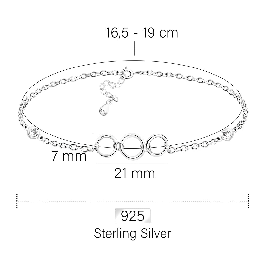 Kreis Armband in 925 Silber