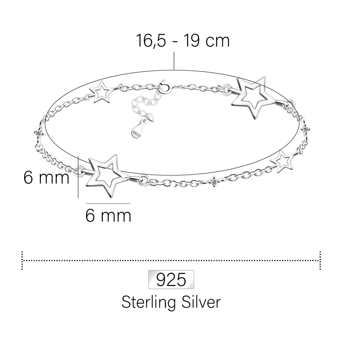 Stern Armband in 925 Silber