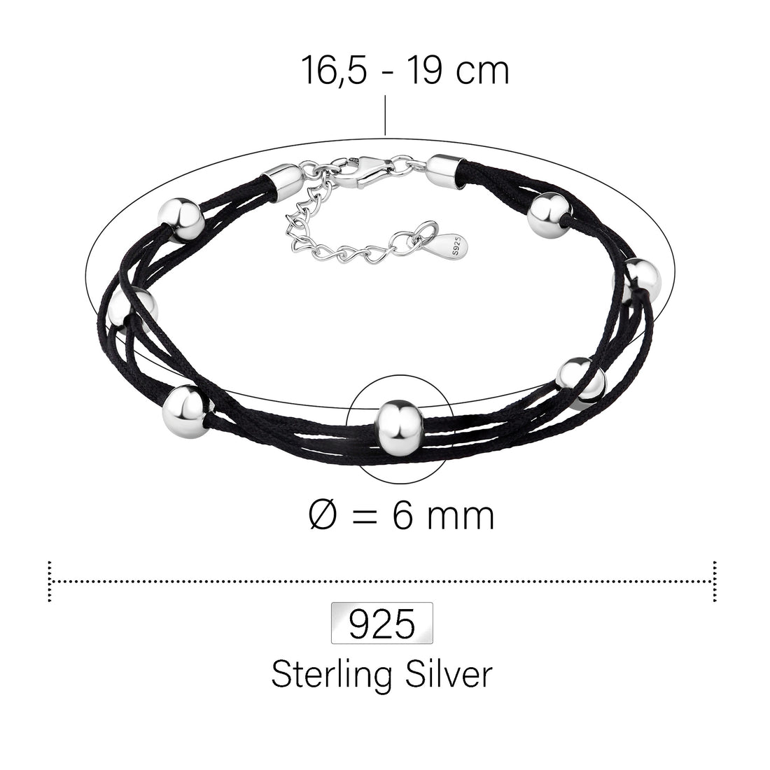 Kugel Armband in 925 Silber