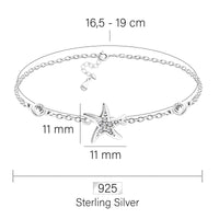 Maßenansicht von Stern Armband in 925 Silber von Sofia Milani - B0274