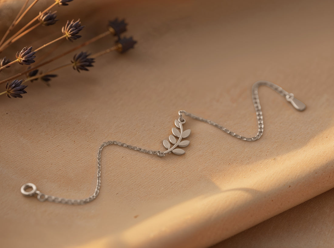 Blatt Armband in 925 Silber