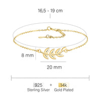 Blatt Armband in 925 Silber