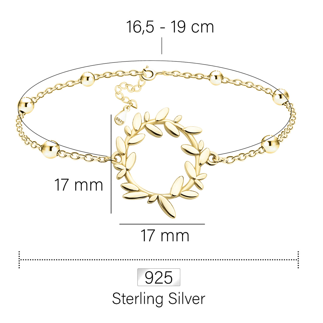 Blatt Armband in 925 Silber