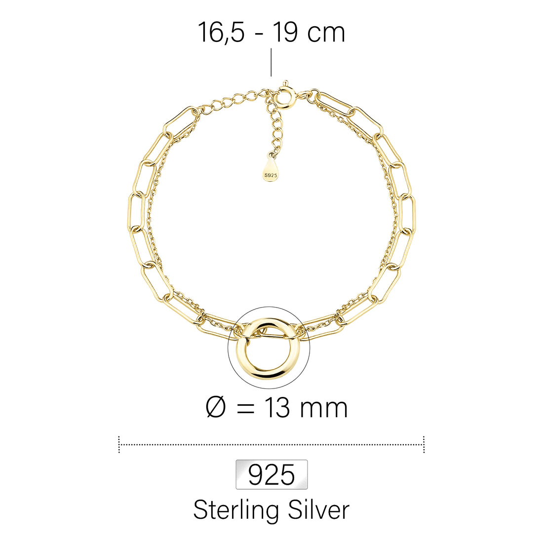 Kreis Armband in 925 Silber