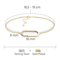 Maßenansicht von Oval Armband in 925 Silber von Sofia Milani - B0323