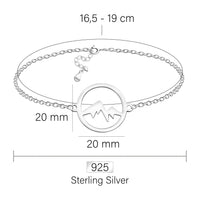 Maßenansicht von Berg Kreis Armband in 925 Silber von Sofia Milani - B0326