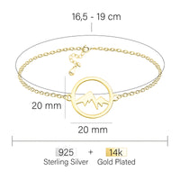 Maßenansicht von Berg Kreis Armband in 925 Silber von Sofia Milani - B0327