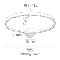 Maßenansicht von Gebürstet Yin und Yang Armband in 925 Silber von Sofia Milani - B0328