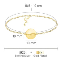 Maßenansicht von Gebürstet Yin und Yang Armband in 925 Silber von Sofia Milani - B0329