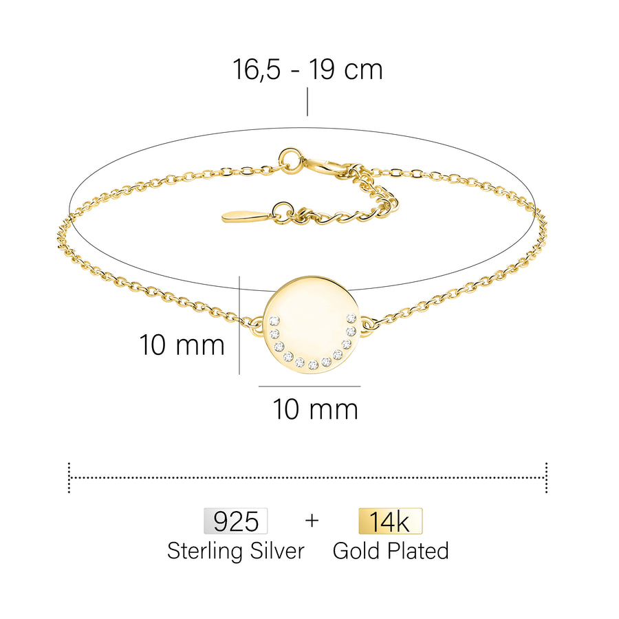 Maßenansicht von Kreis Armband in 925 Silber von Sofia Milani - B0345