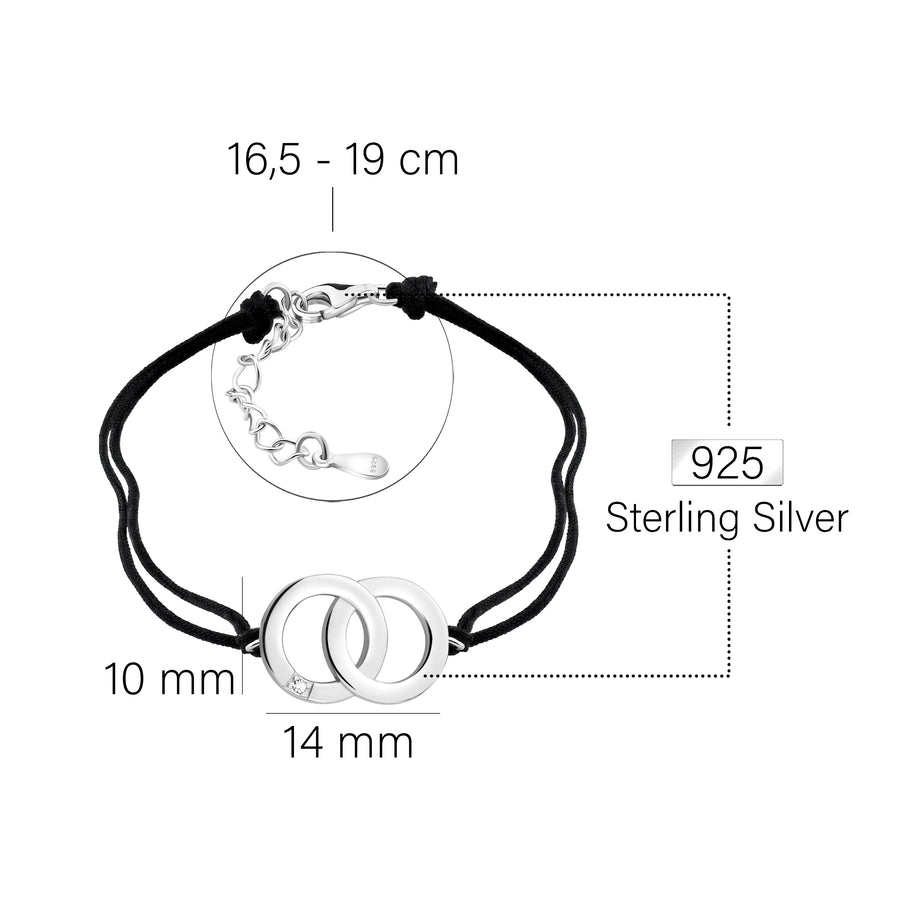 Maßenansicht von Kreis Armband in 925 Silber von Sofia Milani - B0349