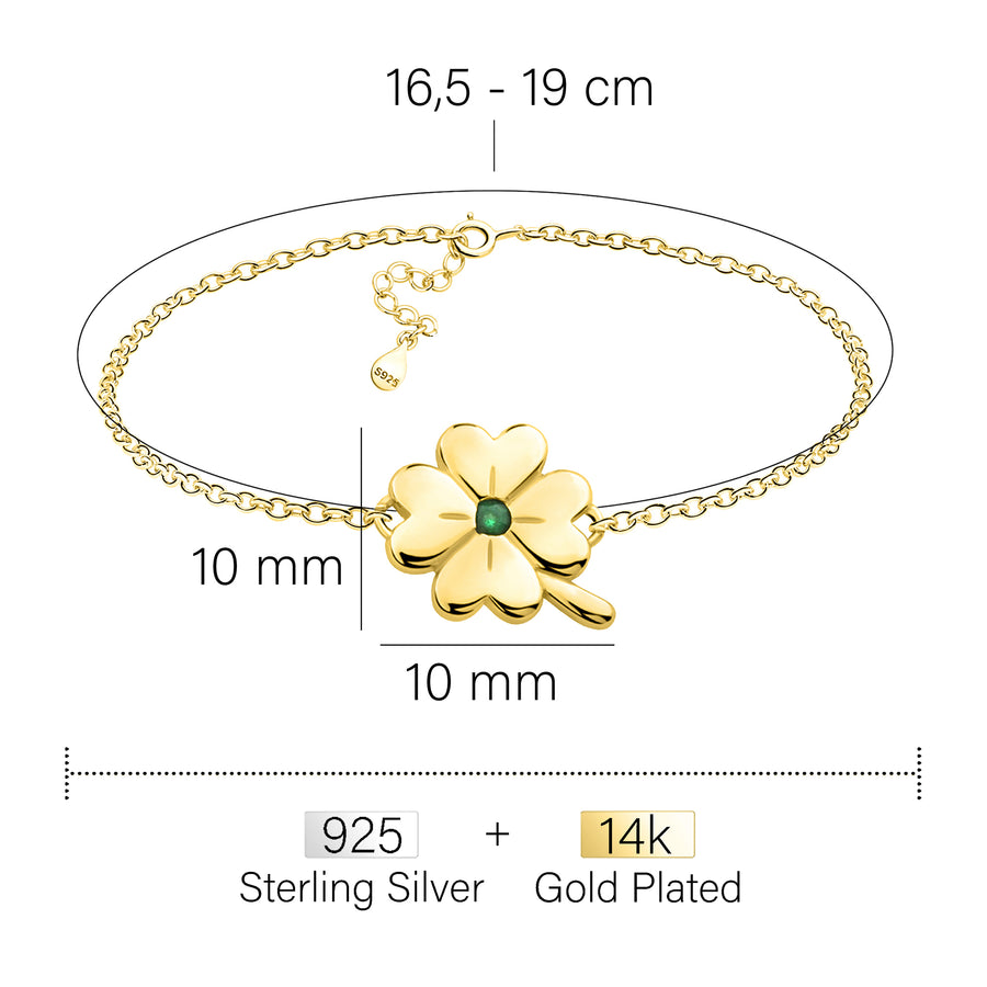 Maßenansicht von Kleeblatt Armband in 925 Silber von Sofia Milani - B0353