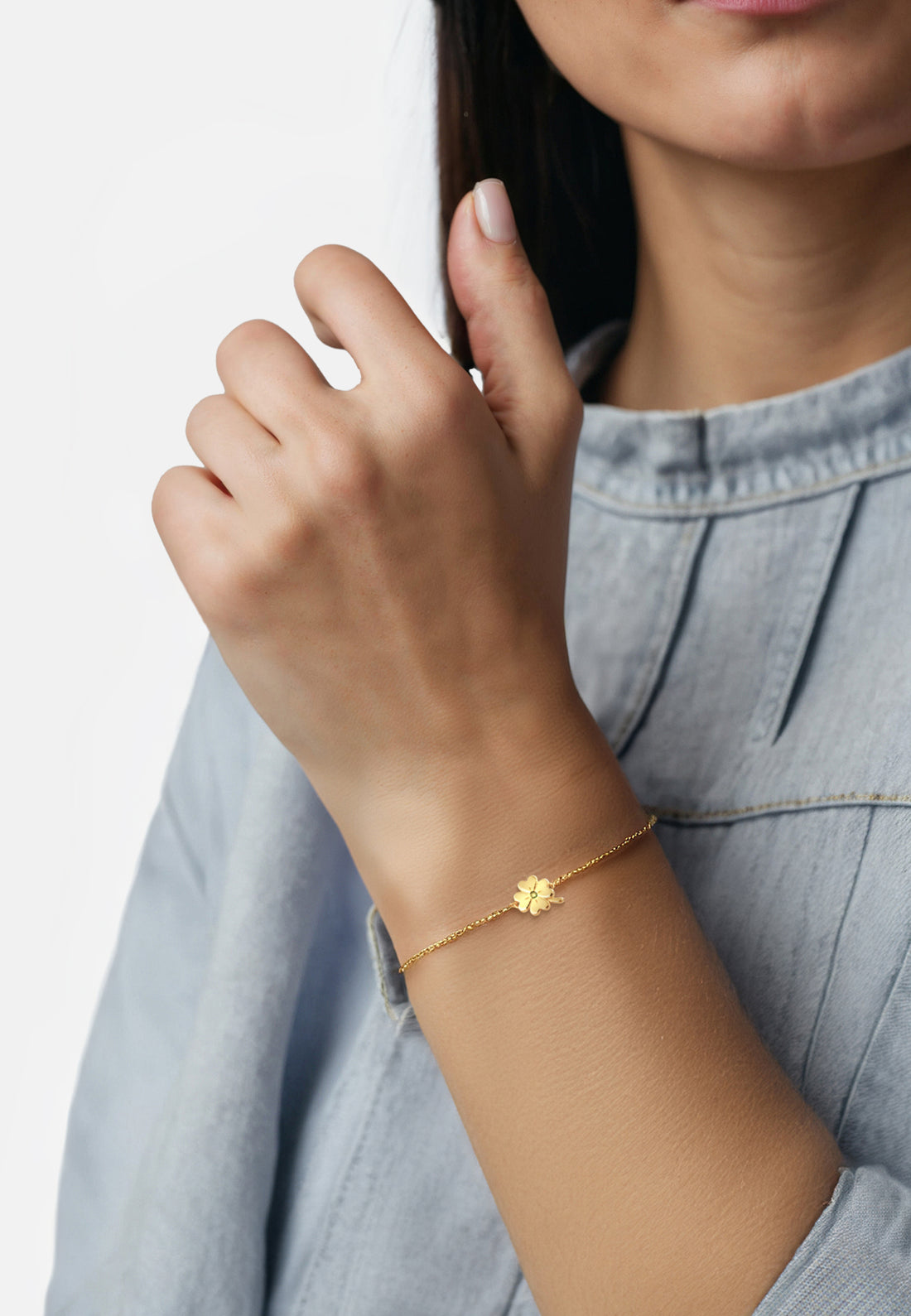 Modelansicht von Kleeblatt Armband in 925 Silber von Sofia Milani - B0353