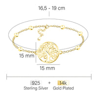 Maßenansicht von Baum des Lebens Armband in 925 Silber von Sofia Milani - B0354
