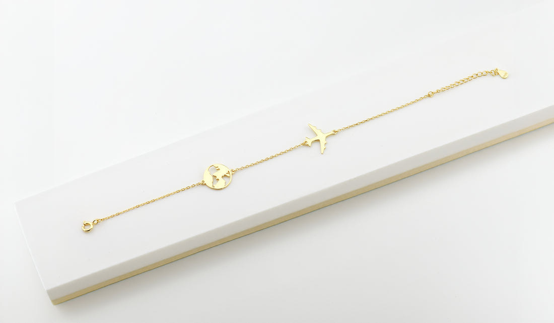 CloseUp Ansicht von Weltkarten Armband in 925 Silber von Sofia Milani - B0355