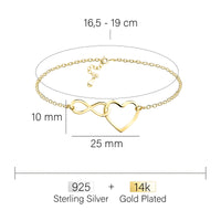 Maßenansicht von Unendlich Infinity Armband in 925 Silber von Sofia Milani - B0356