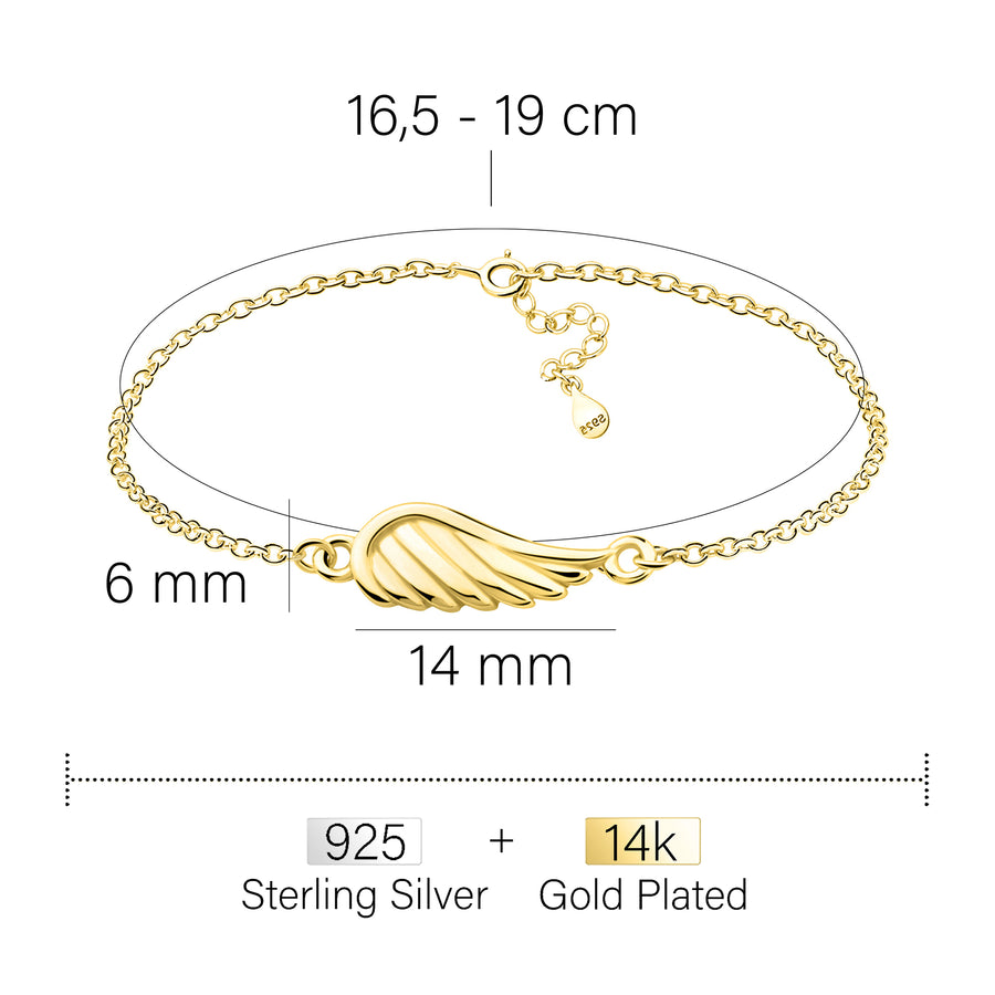 Maßenansicht von Flügel Armband in 925 Silber von Sofia Milani - B0360