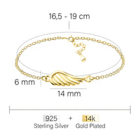 Maßenansicht von Flügel Armband in 925 Silber von Sofia Milani - B0360