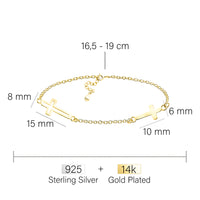 Maßenansicht von Kreuz Armband in 925 Silber von Sofia Milani - B0362