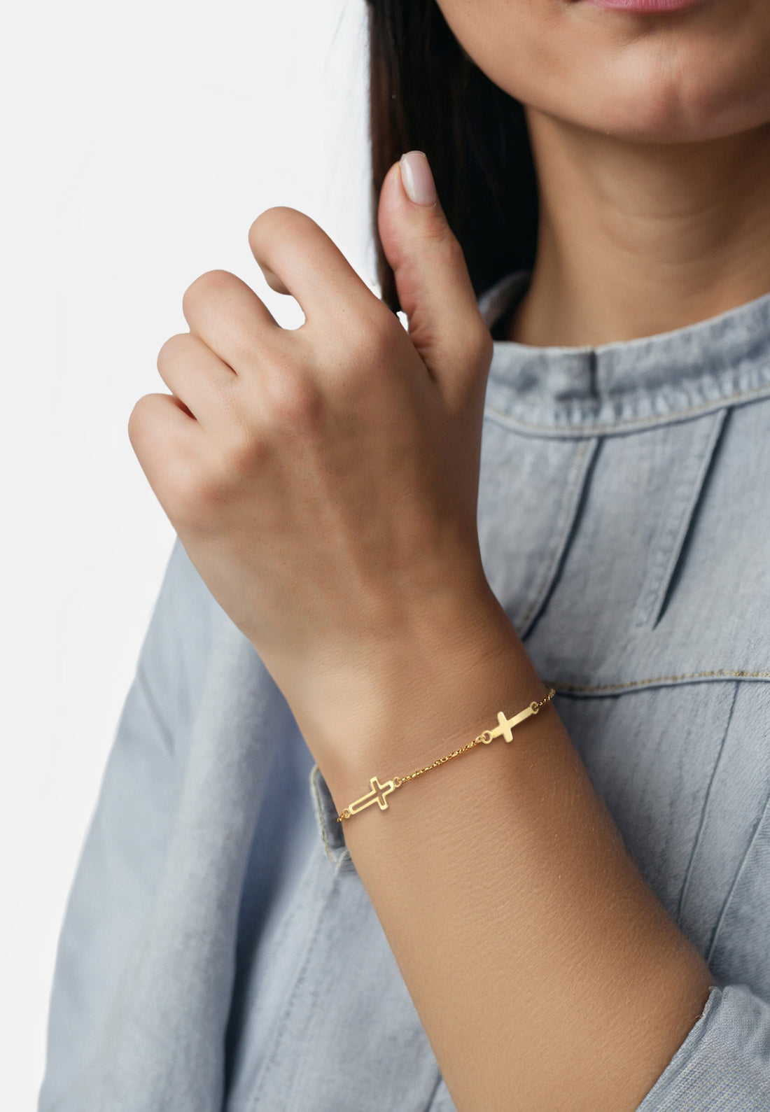 Modelansicht von Kreuz Armband in 925 Silber von Sofia Milani - B0362