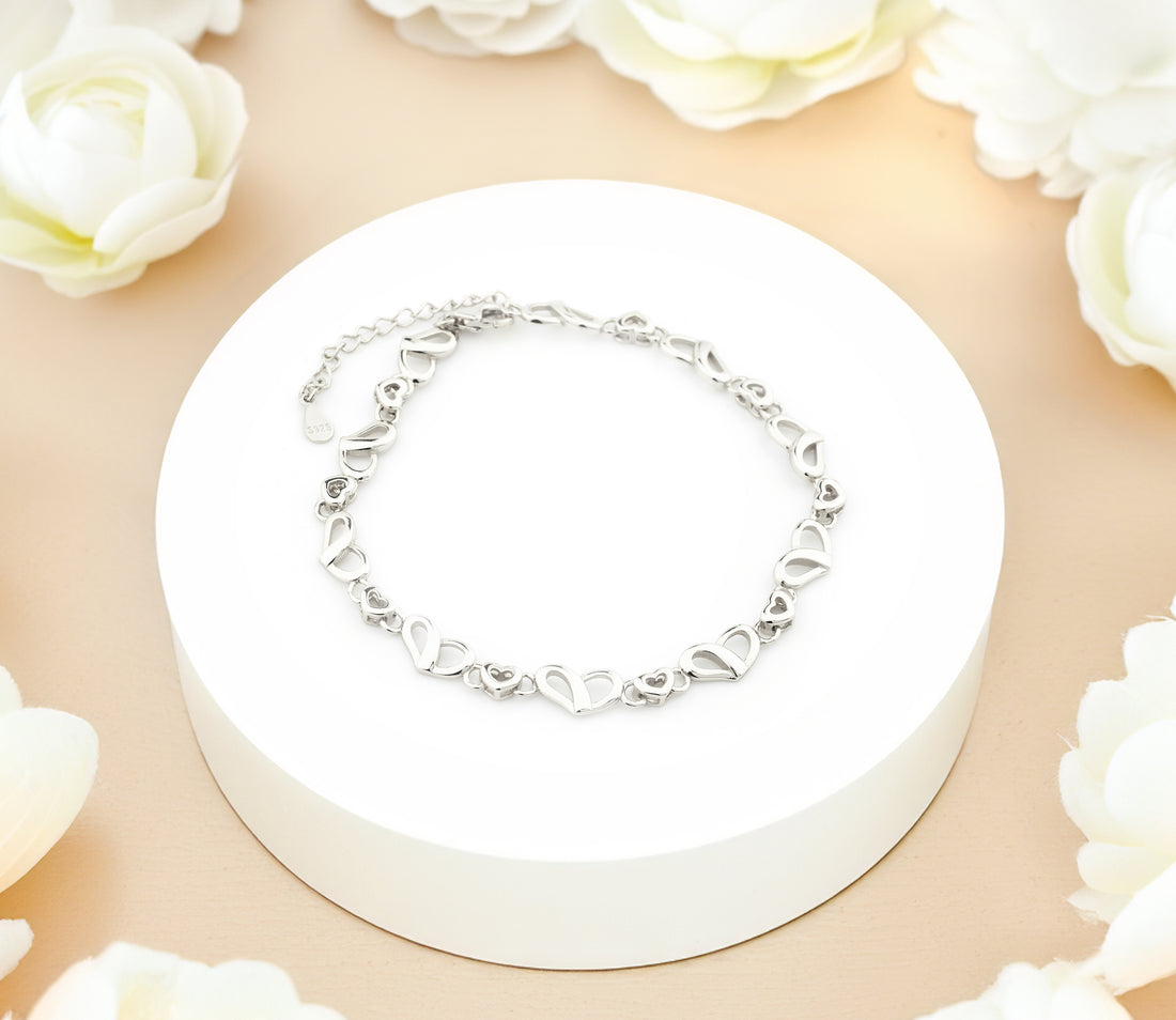 CloseUp Ansicht von Doppeltes Herz Armband in 925 Silber von Sofia Milani - B0363