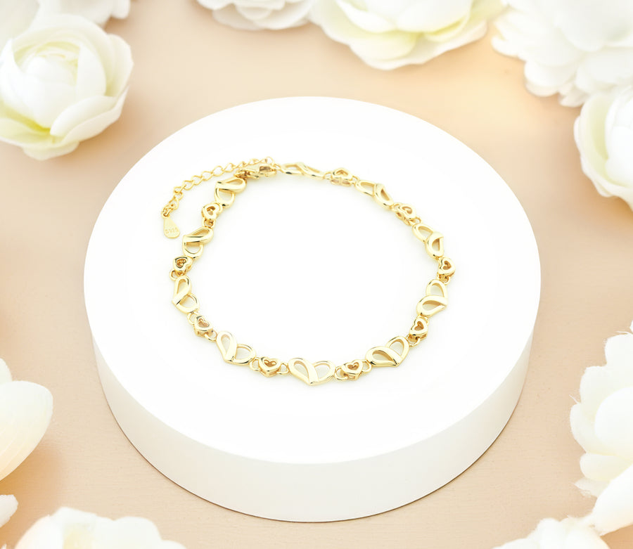 CloseUp Ansicht von Doppeltes Herz Armband in 925 Silber von Sofia Milani - B0364