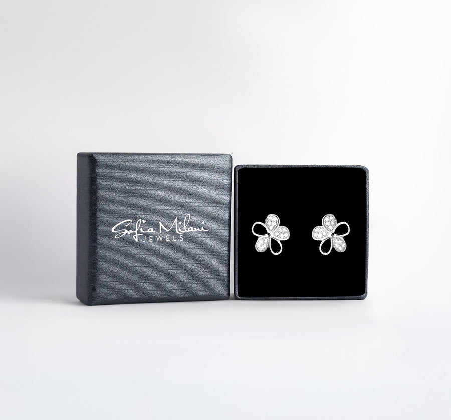 Boxansicht von Blumen Ohrstecker in 925 Silber von Sofia Milani - E0036