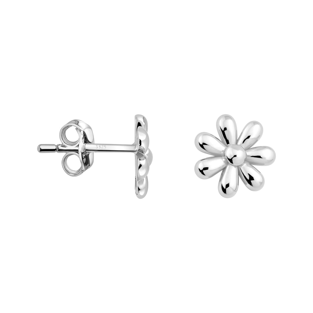 Haupt- und Seitenansicht von Blumen Ohrstecker in 925 Silber von Sofia Milani - E0053