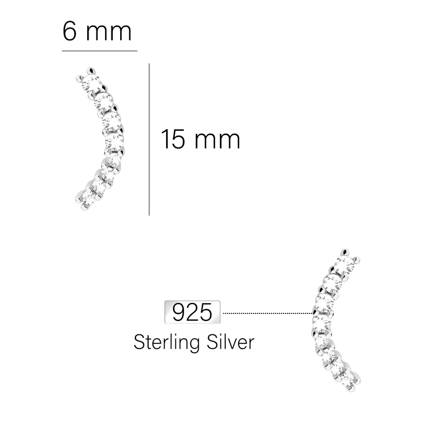 Maßenansicht von Gebogen Ohrstecker in 925 Silber von Sofia Milani - E0115