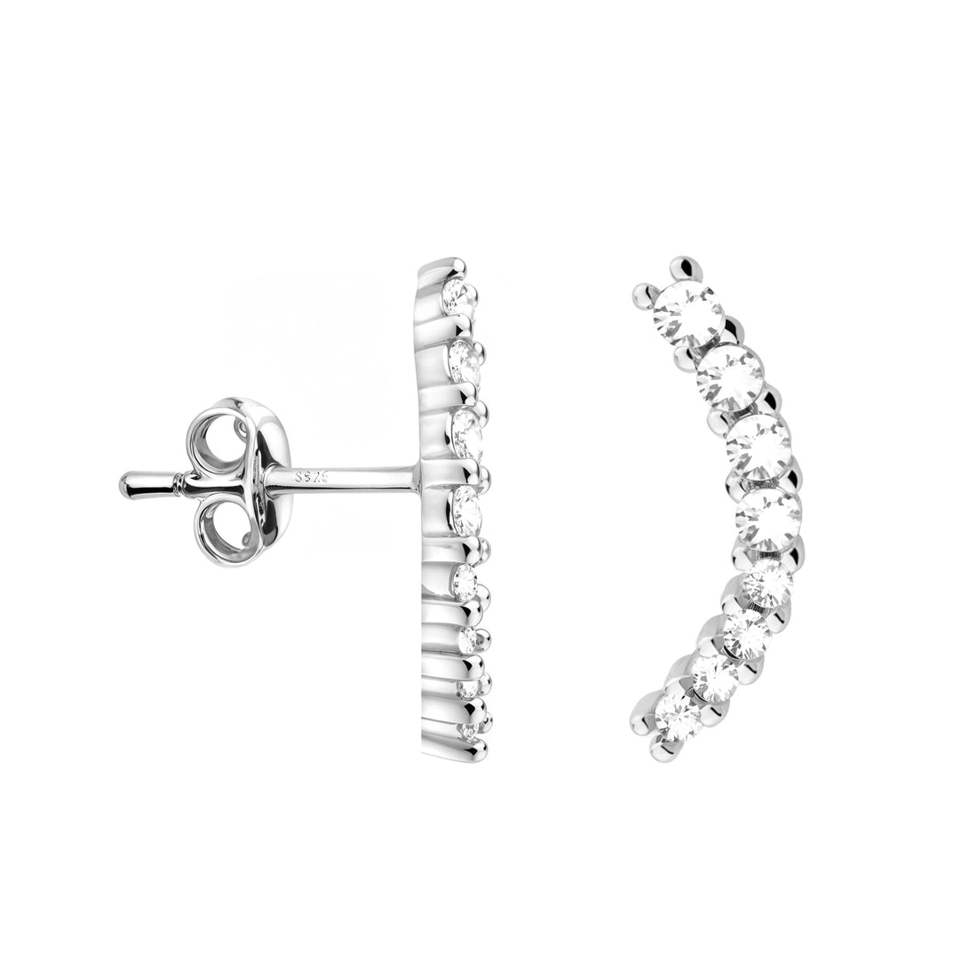 Haupt- und Seitenansicht von Gebogen Ohrstecker in 925 Silber von Sofia Milani - E0115