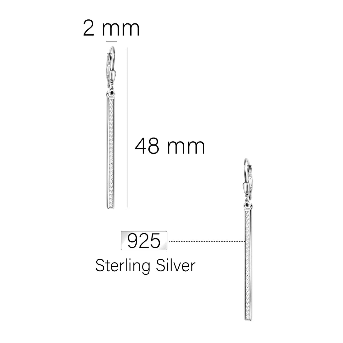 Stab Ohrhänger in 925 Silber
