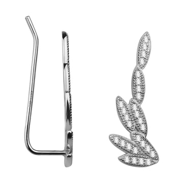 Blatt Ohrklemme in 925 Silber