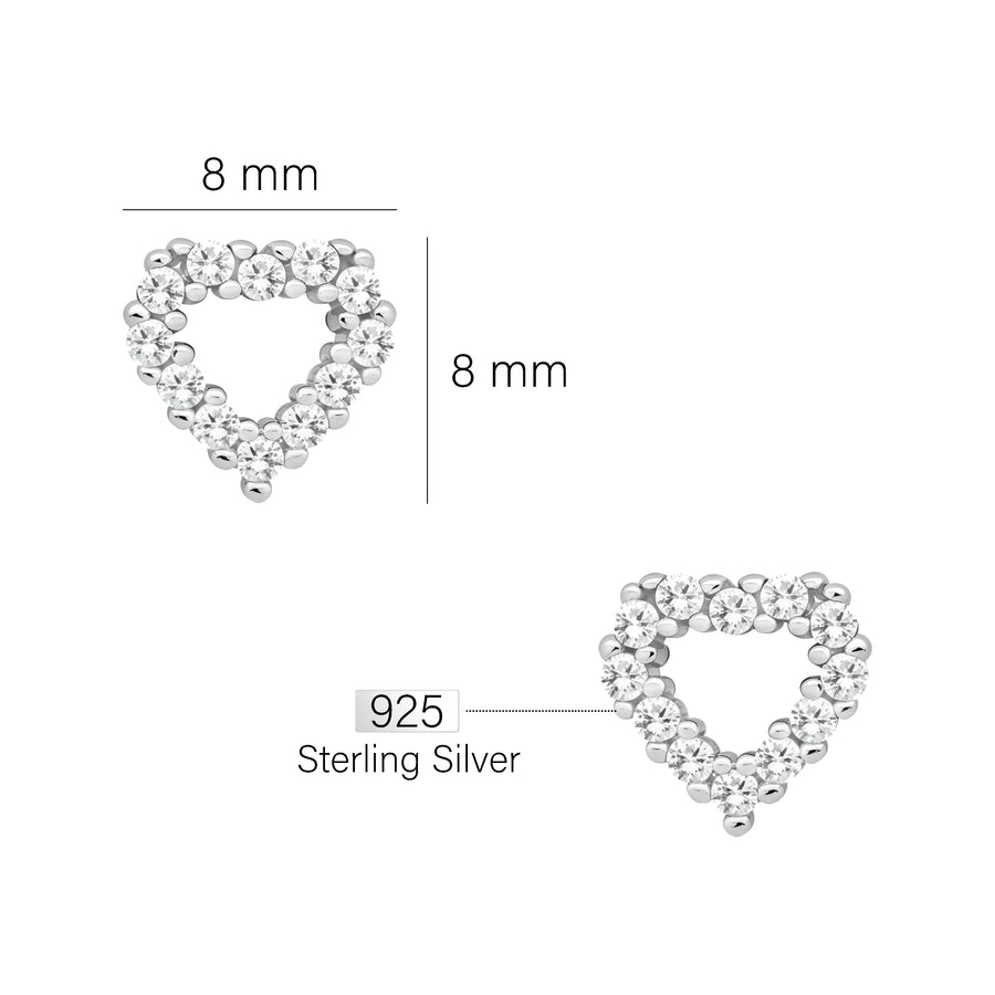 Herz Ohrstecker in 925 Silber