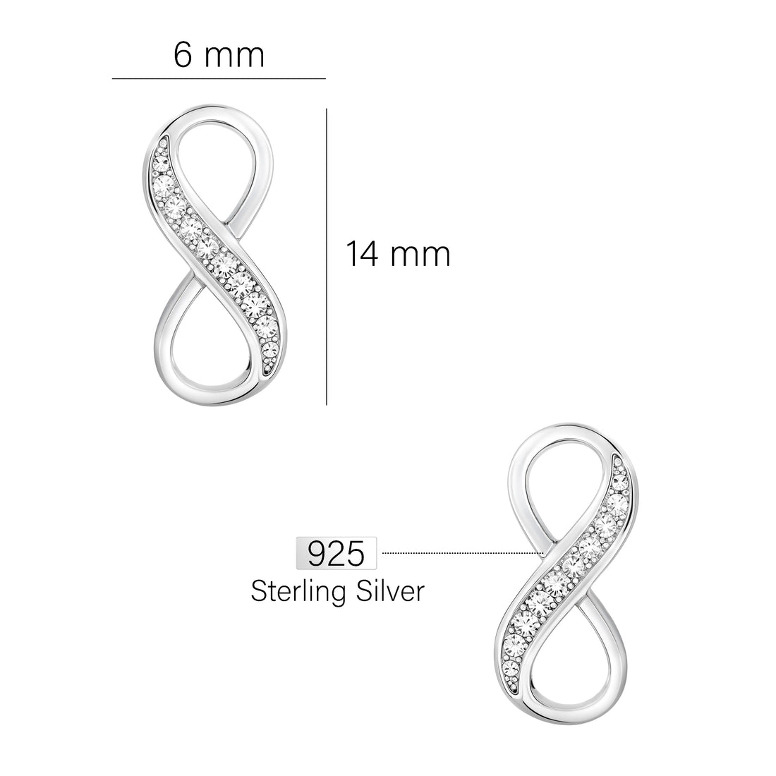 Unendlich Ohrstecker in 925 Silber