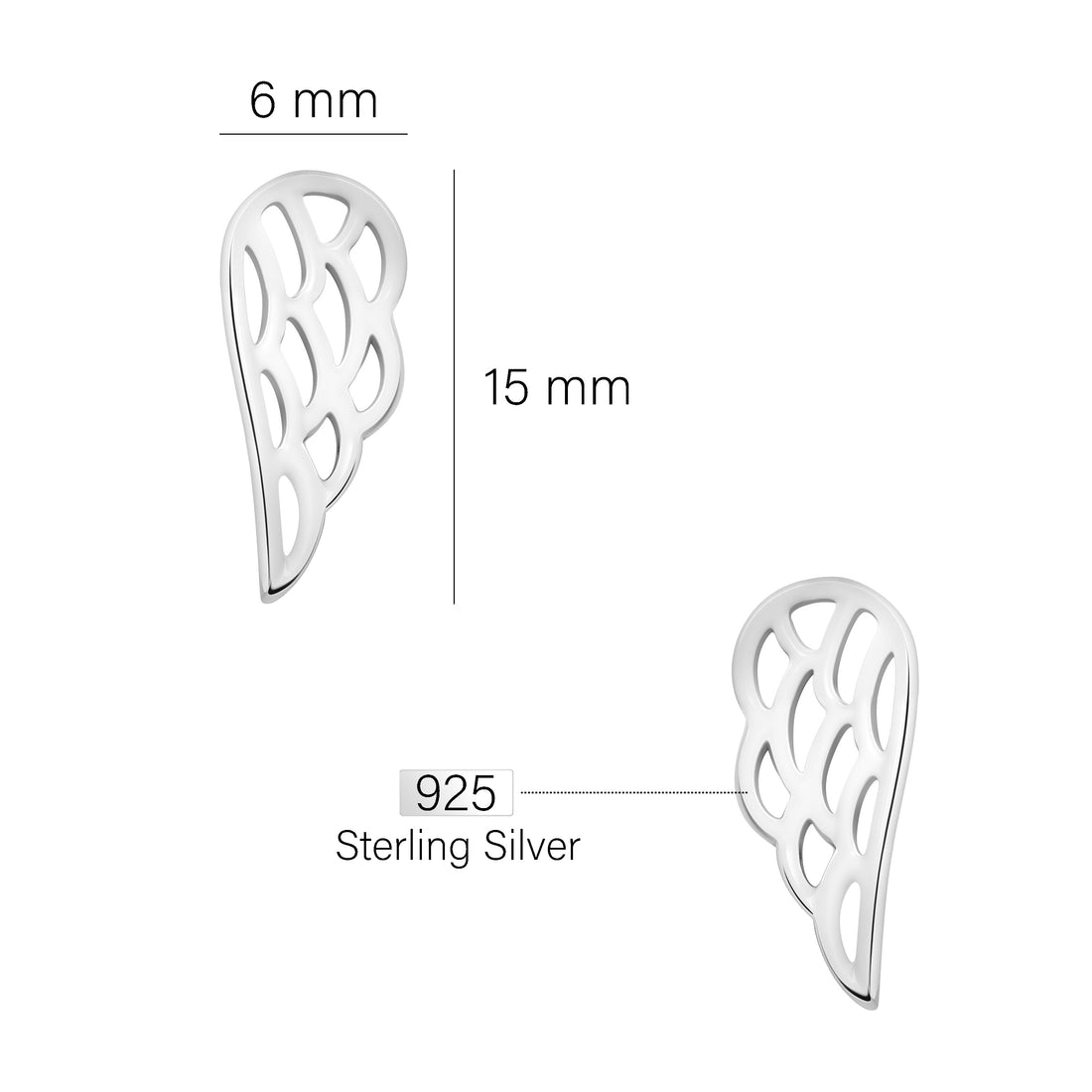 Flügel Ohrstecker in 925 Silber