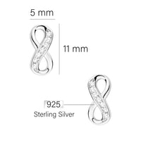 Maßenansicht von Unendlich Infinity Ohrstecker in 925 Silber von Sofia Milani - E0285