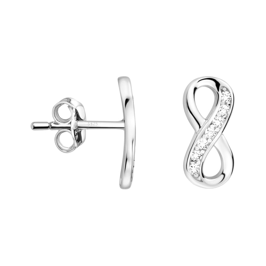 Haupt- und Seitenansicht von Unendlich Infinity Ohrstecker in 925 Silber von Sofia Milani - E0285
