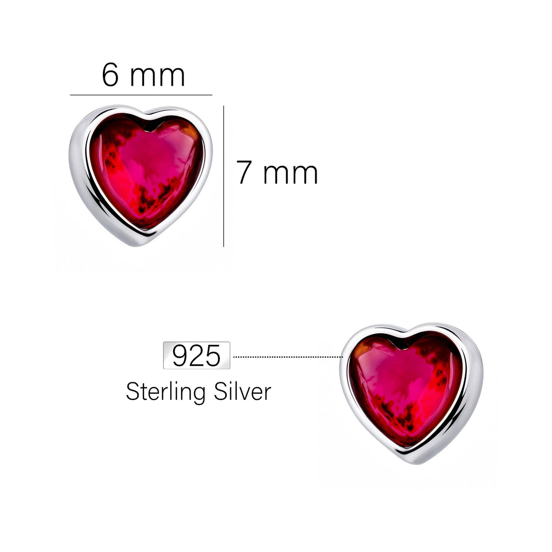 Herz Ohrstecker in 925 Silber