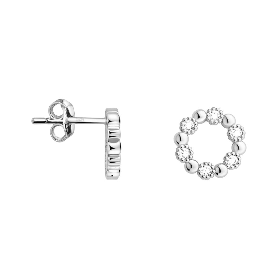 Haupt- und Seitenansicht von Kreis Ohrstecker in 925 Silber von Sofia Milani - E0308