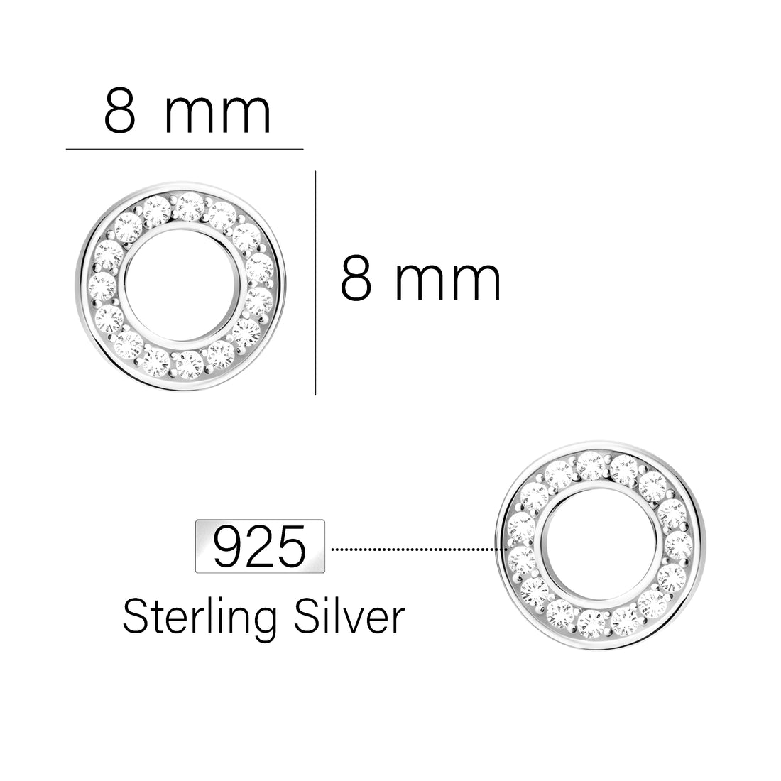 Kreis Ohrstecker in 925 Silber