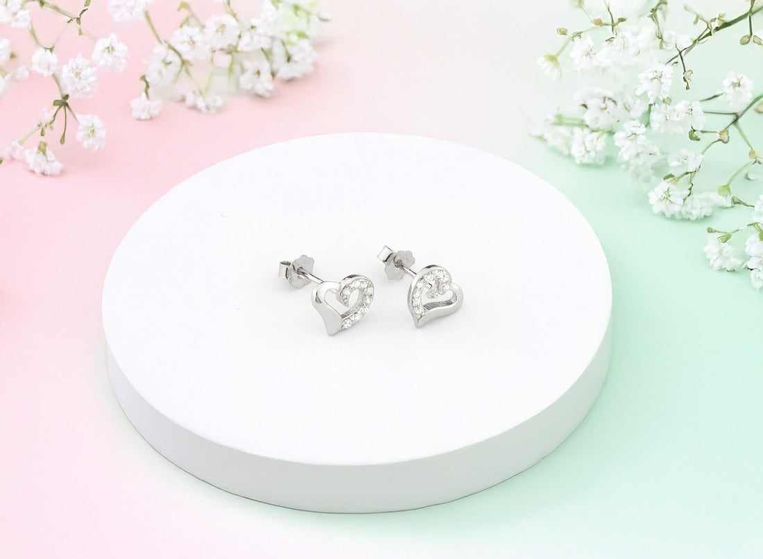 Herz Ohrstecker in 925 Silber