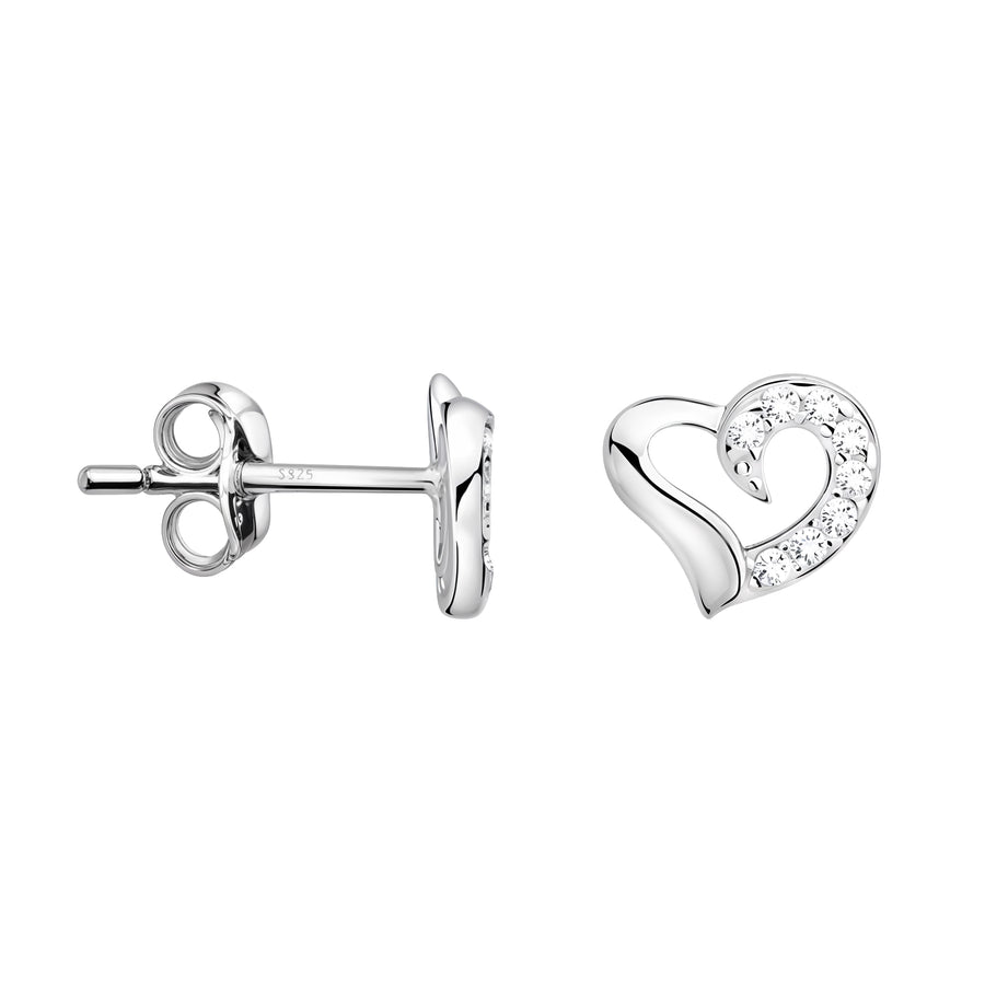 Herz Ohrstecker in 925 Silber