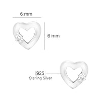 Maßenansicht von Herz Ohrstecker in 925 Silber von Sofia Milani - E0356