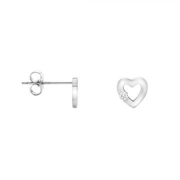 Haupt- und Seitenansicht von Herz Ohrstecker in 925 Silber von Sofia Milani - E0356