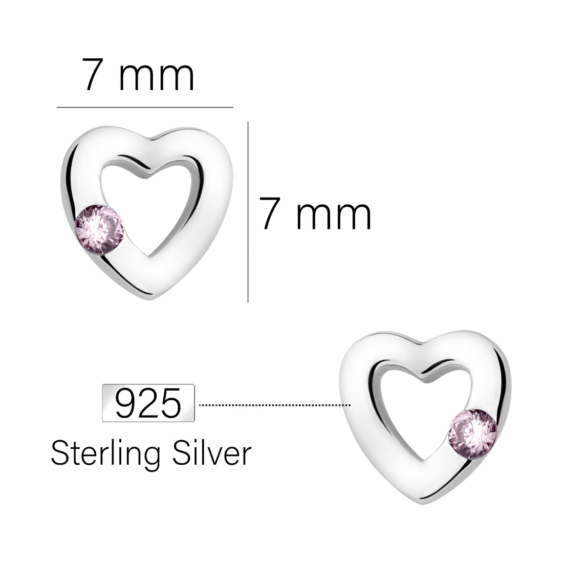 Herz Ohrstecker in 925 Silber