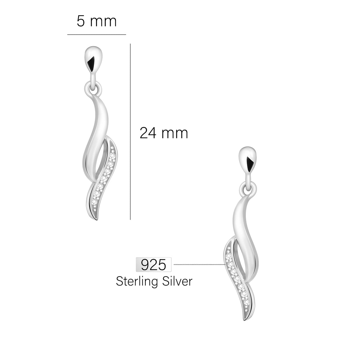 Gebogen Ohrstecker in 925 Silber