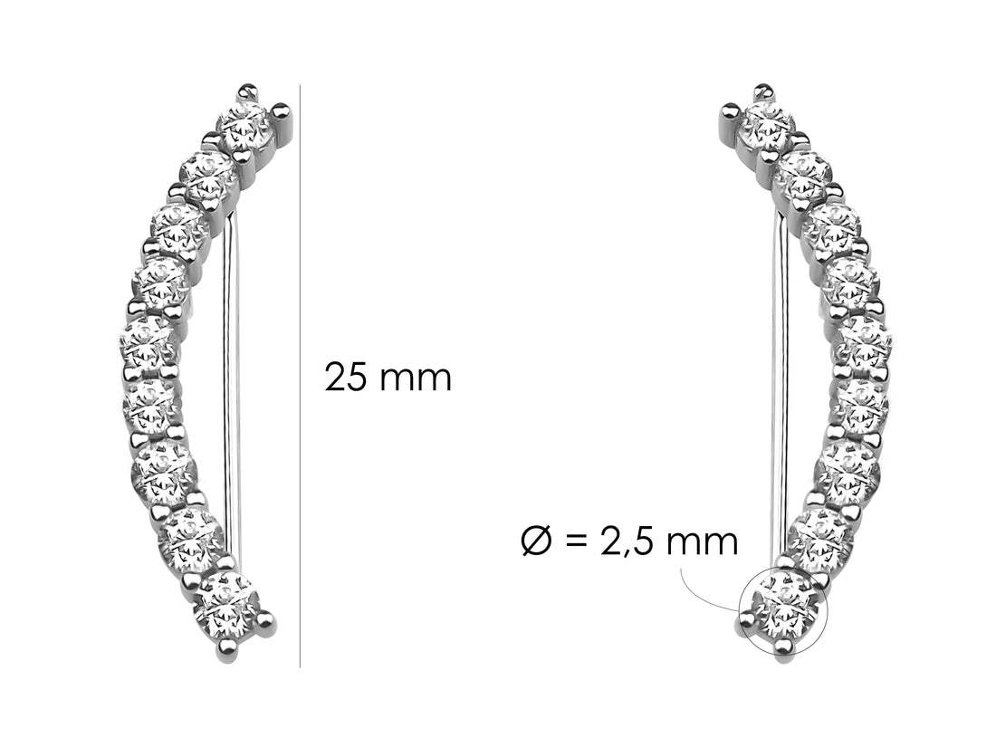 Gebogen Ohrklemme in 925 Silber
