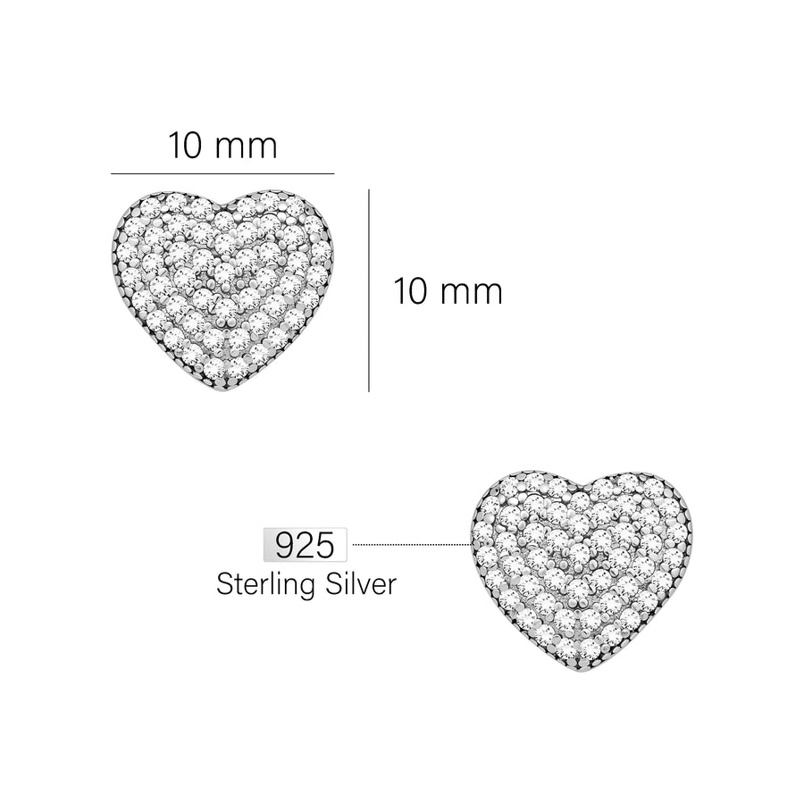 Herz Ohrstecker in 925 Silber