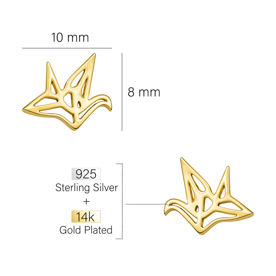 Vogel Ohrstecker in 925 Silber Vergoldet